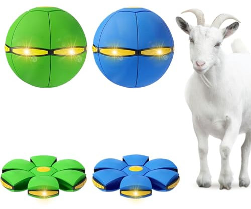 OOXYG Juguete para mascotas, bola de platillo volador para perros, paquete de 2 discos voladores para perros, bola de disco interactiva para perros con 6 luces para perros medianos y grandes, bola de