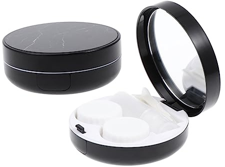WEKAMOS 1pezzi Porta Lenti Marmo Nero Design Compatto e Leggero Per Viaggi e Attività All Aperto Contenitore Per Lenti Contatto Protezione e Stile Elegante