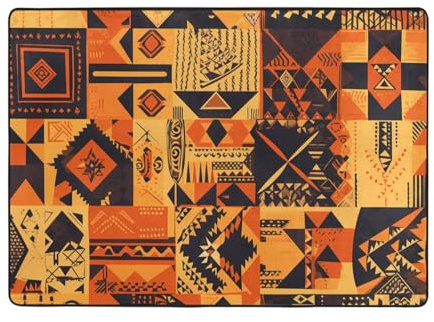 VVXBHGR Tappeto con stampe patchwork in stile africano, 203 x 147 cm, tappeto per soggiorno, ufficio, tavolino da caffè, letto, balcone, morbido, soffice, assorbe l'acqua, durevole