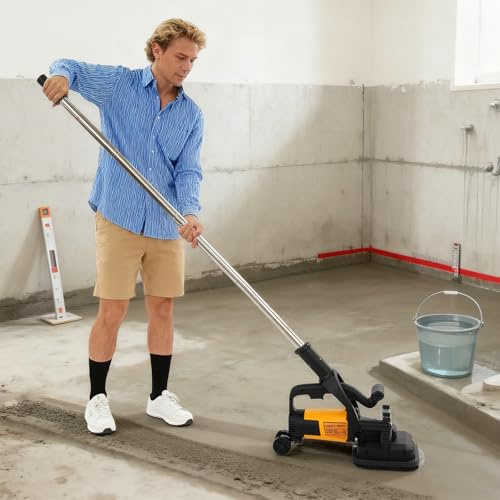 Ponceuse à béton 3800 W avec 4 meules diamantées et tige d'extension, réglage de la vitesse à 6 niveaux, 6000 tr/min, fraise à béton électrique pour travaux de rénovation et fraisage de plâtre