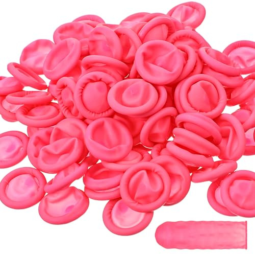 Elegaperma 200 Pcs Finger Gloves,Elastic Waterproof Pink Latex Finger Cots | Finger Covers,Anti-Static Finger Protector for Electronic Repair,Beauty Hygiene,Keep Dressing Dry and Clean