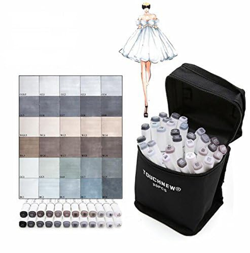 BEMLP 30 Colors Grayscale Art Marker Pen Double-Ended Sketch Markers Alcohol Based Ink Neutral Gray Tones Art Supplies (30 Colors gery)