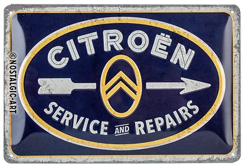 Nostalgic-Art Cartel de Chapa Retro, Citroen – Service & Repairs – Regalo para Aficionados a Coches, metálico, Diseño Vintage Decorativo, 20 x 30 cm