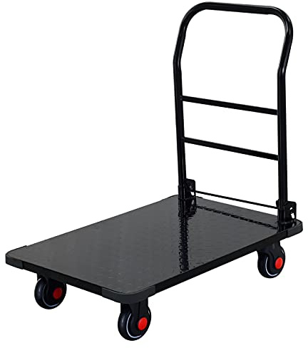 Liudan Platform Trolley Steel Platform Trolley Folding Trolley with Handle and 360 Degree Swivel Wheels for Luggage Household Daily with High Load Dolly Transport Trolley (Size : 6 in Wheels 660 lbs)