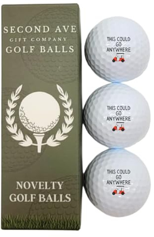 Second Ave Pack of 3 Joke Funny Golf Balls This Could Go Anywhere Father's Day Christmas Birthday Golfer Gift