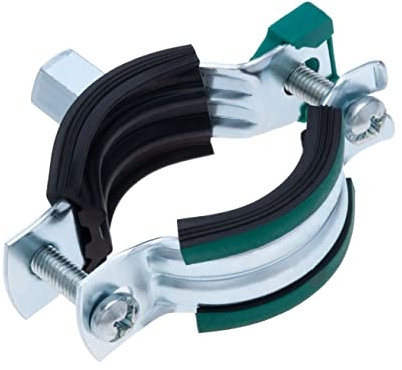 60-64 mm Abrazadera de un tubo, soporte de cierre rápido, abrazadera de dos tornillos con aislante de ruido, soporte de pared M8/M10, para tuberías de acero, cobre, hierro y plástico (2 piezas)