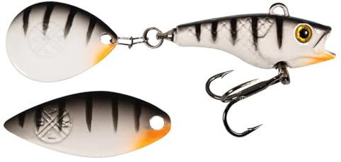 LMAB Good Vibe Jigspinner, mit Wechsel Blade, Jig Spinner zum Angeln, Barsch & Hecht Spinjig (10 g, White Tiger)