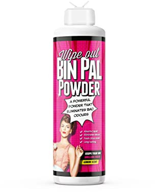 Wipeout - Bin Pal Buddy Refresher Powder | Suitable for Indoor and Outdoor Trash | Freshener Deodoriser, Leaves Your Bin Smelling Great - Fresh Lemon Scent 600g, White