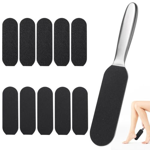 50 Stück Hornhautfeile mit Edelstahlgriff, Fussfeile Hornhautfeile, Hornhautfeile Fuss, Fußfeile für Hornhaut Entfernen