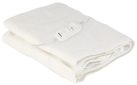 GEEPAS Electric Blanket Double Size | Soft Heated Underblanket Mattress Cover with 3 Heat Levels & Fast Heat Up | Fitted Bed Warmer Pad with Detachable Controller, Overheat Protection 120x135cm White