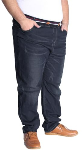 AHMXYG Jeans Coupe Droite pour Hommes Jeans Grande Taille Stretch Élastique Loisir Straight Pantalons en Denim Décontracté (Noir, XXL)