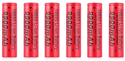 1￵8￵6￵5￵0 Pilas Recargable, 1￵8￵6￵5￵0 3,7V Litio Batería, 1￵8￵6￵5￵0 Li-Ion Recargable Batería, 9900mAh Alta Capacidad Batería Linterna/Dron/Luces Solares, Batería de Larga Vida (6Pcs)