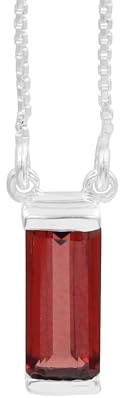 Jay Jools Collana con ciondolo solitario granato da donna, in argento Sterling 925, gioiello classico con granato rosso, catenina da 45,7 cm, pietra preziosa, granato, Gemma, Granato