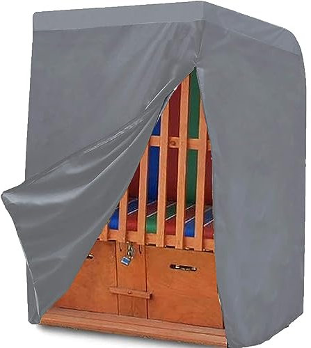Funda Protectora para sillón de Playa 210D Oxford Cubierta para Silla de Playa de Mimbre Techadas Impermeable Protección UV Cubierta de Tela para Silla de Playa,135 * 105 * 175/140cm,Grey