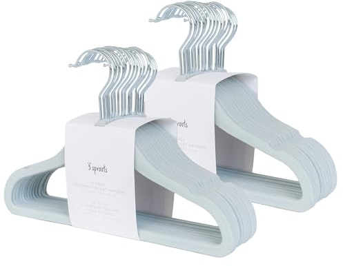 3 Sprouts Kinder Kleiderbügel aus Samt - rutschfest & Robust - Ideal für Baby- & Kleinkinderkleidung - Baby Kleiderbügel - Platzsparend & Leicht - Perfekt für Kinderzimmer - 30 Pack - Blau