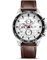 OFFCUP Herren Uhr Männer Analog Quarz Chronograph Braun Leder larmband, Armbanduhren Herren mit Datum, Uhren Mode Casual Business Uhr für Klassische Elegantes Geschenk -Weiß