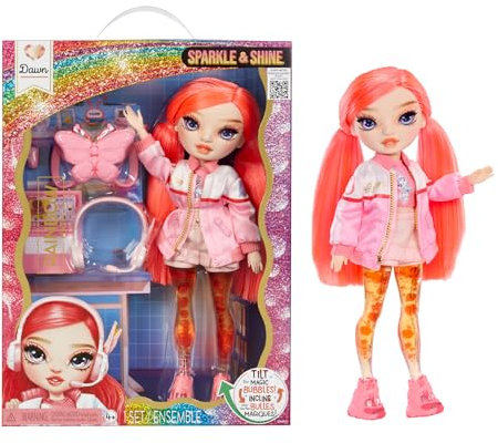 RAINBOW HIGH Sparkle & Shine Doll - Dawn - Muñeca de Moda de 28 cm con Pelo Rojo Coral y Burbujas Mágicas en Las Piernas, Color, Estilo, Juego, Coleccionable, para Niños de 4 a 12 Años o Más
