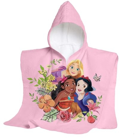 hermet, Disney, Princesse, Serviette de Plage avec Capuche, Poncho de mer Maxi pour Enfant, 60 x 60 cm, Serviette de Plage ou Piscine, 100% Coton Doux
