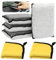 Auto Innenraum Scrub Pads, 4 Stück Mikrofaser Reinigungspads mit 2 Plüsch Korallen Fleece Handtücher, Autoschwamm Reinigungsschwamm für Polster/Leder/Cockpit - Kratzerfrei & Wiederverwendbar