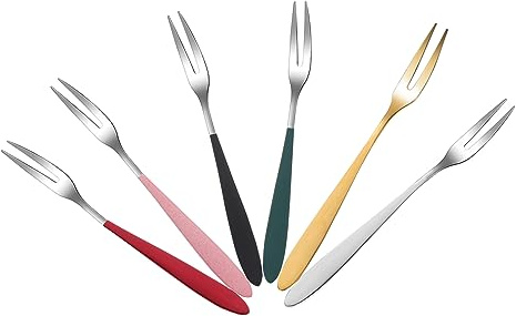 Sosoport 6piezas Tenedores De Fruta Inoxidable Tenedores Postre Delicados Antioxidantes Resistentes