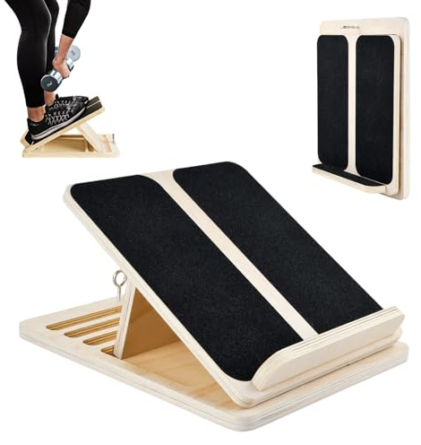 Ecofocet Planche Inclinée Professionnelle, Planche d’Étirement Inclinée en Bois, Extenseur de Mollet en Bois, Slant Board Pour Étirez les Muscles de vos Jambes et Entraînement à l'Équilibre