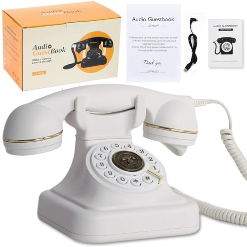 ROOMEDAL Audio Guest Book Wedding Phone, Vintage Voice Message Recorder Telephone with Premium Gift Box for Special Events, Bridal Shower, Birthday Party, Baby Shower, Anniversary, Engagement