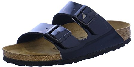 Birkenstock Classic 1005292 Arizona Birko-Flor, Damen Pantoletten, Schwarz (Schwarz Lack), 35 EU (2.5 UK)