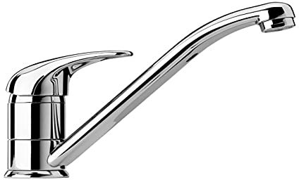 CLICLED Rubinetto da cucina silver miscelatore canna basso monocomando per lavello