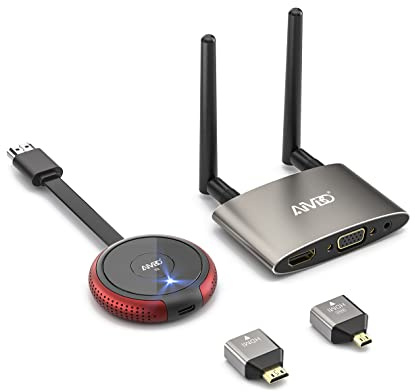 Wireless HDMI Transmitter and Receiver 4K/5.8G, VGA&HDMI Dual Screens HDMI Sender Extender Casting Audio Video for Laptop, TV Box, Camera, CC-TV, PS5 to HDTV, Monitor, Projector 165FT/50M