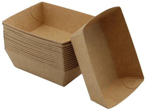 Enpack Snackschale A7-500 Stück Snackschalen aus Kraftpapier - Snack Box 12x10x3,5cm - Currywurst Schale 250 ml - Behälter für Tapas, Chips, Pommes etc. - optimal geeignet als Fingerfood Schale