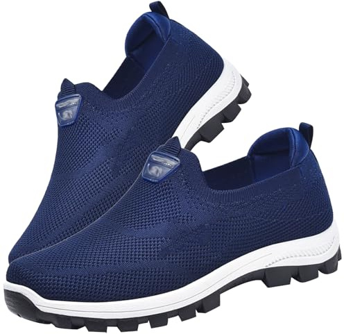 Deportivas Hombre Casual Sneakers Pie+Diabetico Zapatos OrtopéDicos Hombre Ligero Transpirable Zapatillas de Running Adulto Mocasín Hombre,Azul,42/260mm