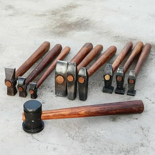 Antique Heavy Small Set of 10 Black Iron Hammer Blacksmith Useful Item