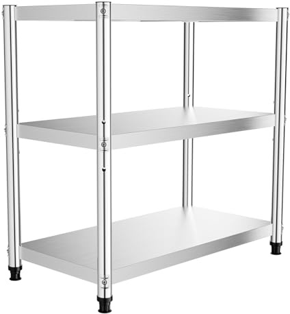 Tavolo da lavoro da cucina in acciaio inox con ripiano per forno a microonde, superficie di preparazione durevole per catering, cucine familiari e ristoranti