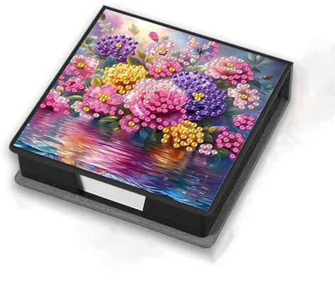 CXINLky Boîte à notes en cuir Diamond Art, boîte à notes Diamond Art avec motif animal et fleur avec 160 feuilles blanches, boîte à notes pour la maison, bureau - 18 fleurs
