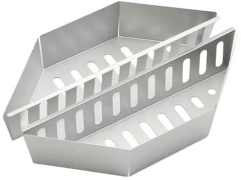 Lawnoval Cestino per carbone per barbecue all'aperto, cestino in carbonio zincato 38,5 x 11 x 7,5 cm, confezione da 2, superficie antiaderente, distribuzione uniforme del calore, leggero e portatile