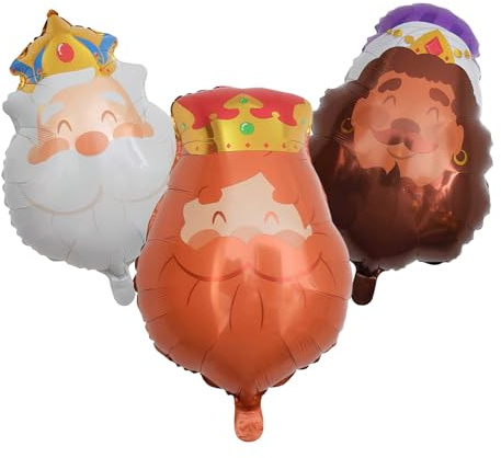 Set 3 Globos Reyes Magos, Globos Navideños Foil Reyes Magos Metalizado, Apto Helio, Globo Fiesta, For Family Gathering Outdoor Festival Celebration Holiday Park Carnival Party