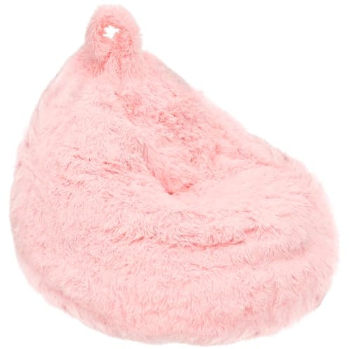 BOBASH Bean Bag Chair Cover (No Filler), Fluffy Stuffed Animal Storage Beanbag for Kids & Adults, Soft Furry Fuzzy Big Beanbag Cover with Handle Anti-Slip Washable