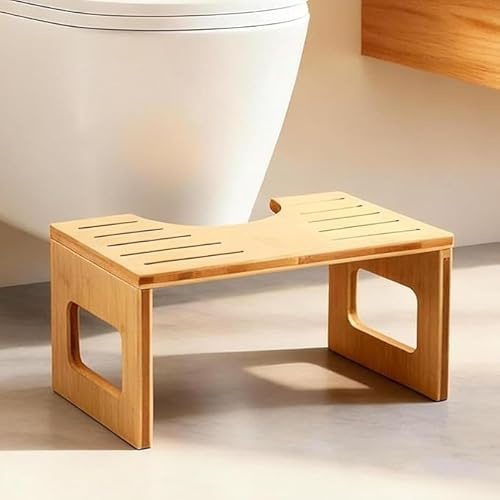 Zedelmaier Klappbarer Toilettenhocker aus Bambus, 21,5 cm hoch, rutschfest und 150 kg belastbar, ergonomischer WC-Hocker und Klohocker für Erwachsene