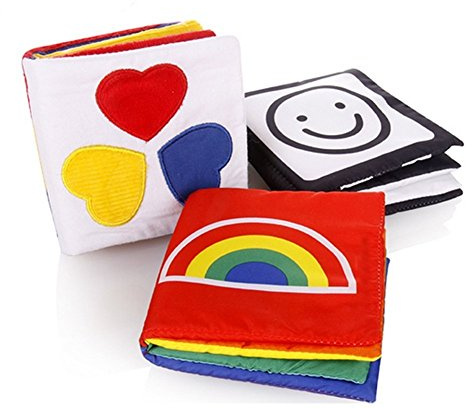 Gearmax Piccolo Libro di Stoffa per Neonato per Lo Sviluppo visivo, Set di Libri di cancelleria Composto da 3 Parti per Lo Sviluppo intellettuale del Bambino