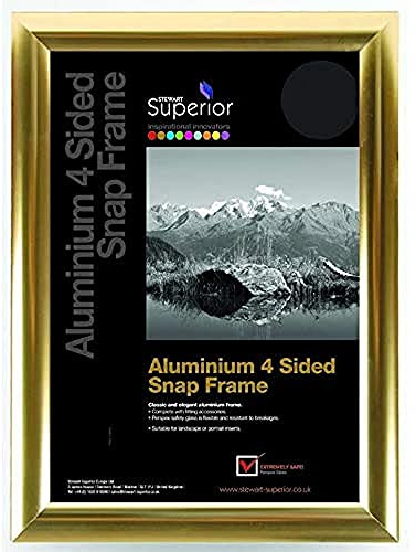 Stewart Superior A1 Aluminium 4 Sided 25mm Front Loading Picture/Poster Snap Frame - Polished Gold Finish