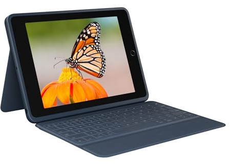Logitech Rugged Combo 3 iPad Keyboard Case with Smart Connector for iPad (7th, 8th, and 9th generation), QWERTY UK English Layout - Classic Blue