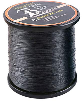 LSHEL Geflochtene Angelschnur 8fach 1000m PE Super Starke Geflochtene Schnüre, Schwarz, 2.5# 0.25mm/15.87kg/35lb