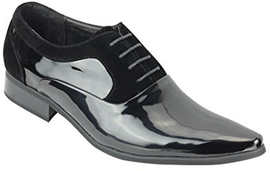 Xposed Mens Shiny Patent Leather Line Formal Oxford Lace up Casual Wedding Party Shoes