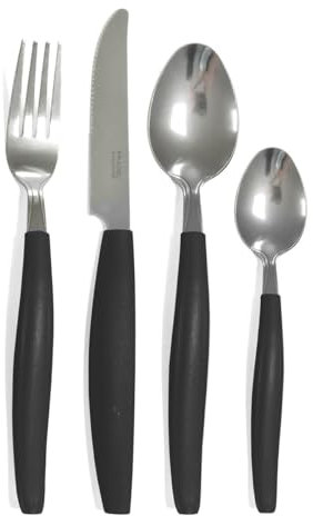 Amefa Pure Set di 24 coperti, Acciaio inossidabile 18/0, Colore Nero