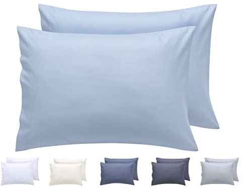 Todocama Set of 2 Super Soft Hypoallergenic Microfiber Pillow Cases 50x70cm Light Blue