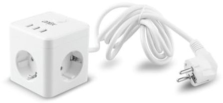 POWERCUBE 10A.3TOMAS+3USB'S 1,5MT.BLANCO