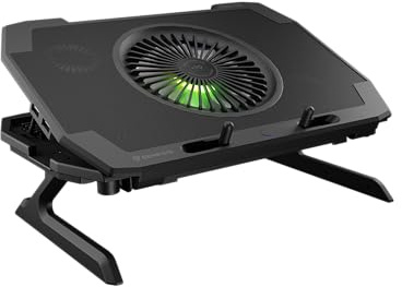 Genesis Oxid 850 RGB Laptop Kühlpad für 15,6–17,3 Zoll | 5 Lüfter, Höhenverstellbar, USB-Hub, Metallgitter, Gaming Notebook Kühler, Cooling Pad mit RGB licht, 6-stufigen Höhenverstellung