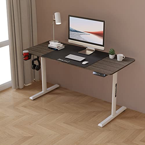 pro.tec Escritorio Rectangular Ajustable en Altura Eléctrico Alfombrilla de Ratón XXL 72-117 x 140 x 60 cm 2 Opciones Memoria Aglomerado/Aluminio Madera Tono Oscuro