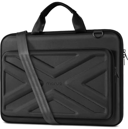 MOSISO 15-15,6 Pollici Custodia Rigida Laptop, 16 Pollici Borsa Computer Uomo Donna Compatibile con Macbook, HP, Dell, Lenovo, Asus, Notebook, Borsa PC Con Tasca Frontale e Tracolla, Nero