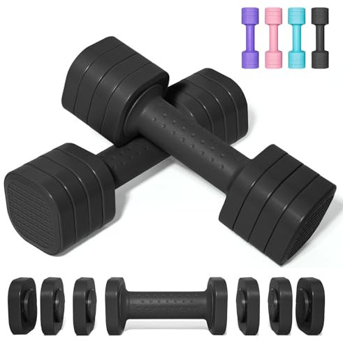 4,54 KG Hanteln Verstellbar, 4 in 1 Kurzhanteln Verstellbar für Frauen Männer Hantelset Kurzhantel Set Kurzhantel-Set für Home Gym Übung Workout Krafttraining Workout - Schwarz